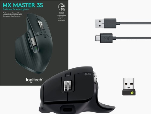 Logitech MX Master 3S Wireless Laser Mouse Ultrafast Scrolling Black 910 006556 - Afbeelding 5 van 5