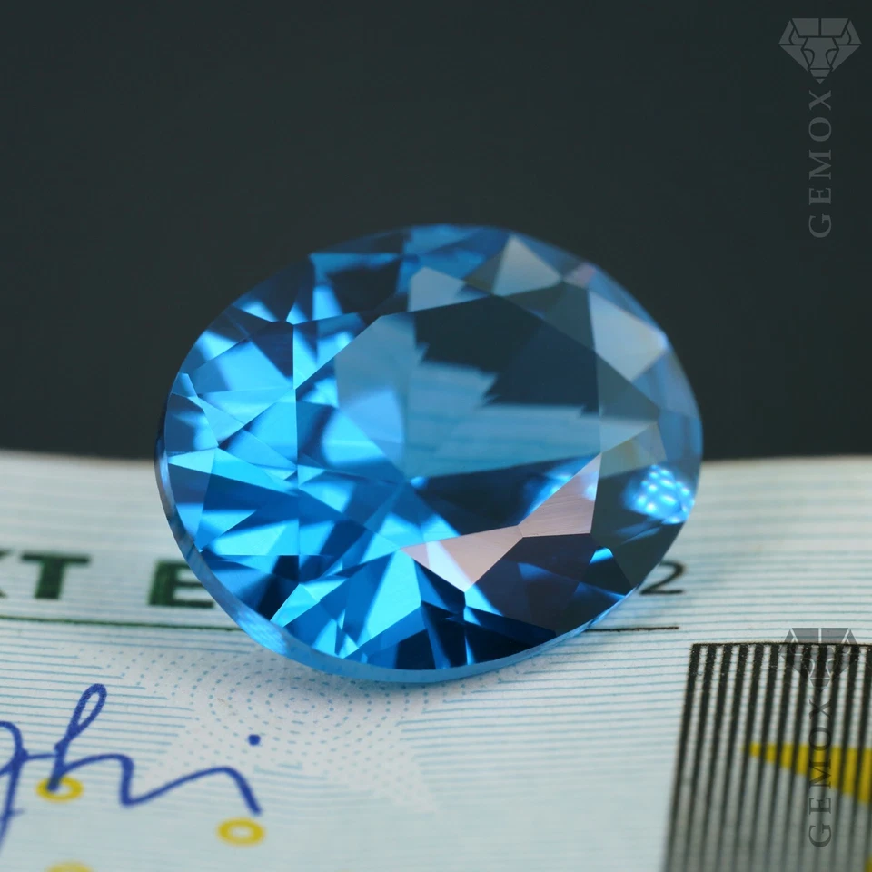 Spinel Authentic Loose Gemstone Oval Cut LabGrown Faceted Aquamarine Blue Stone - Image 3 of 4