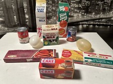 Vintage Play Food Lot Mini Miniature Soup Cake Milk Juice Grocery Store