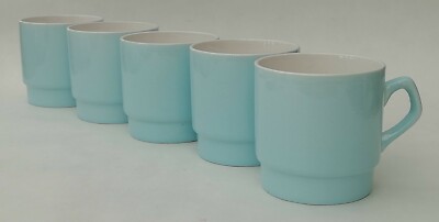 Stapeltassen Keramik x 5 hellblau Vintage