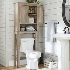 Over The Toilet Bath Cabinet Bathroom Space Saver Storage Organizer Rustic Grey