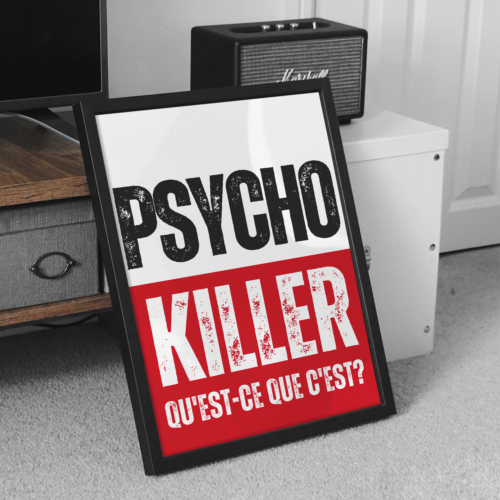 Psycho Killer - Red & Black Print: Talking Heads Lyric Poster,  Retro Print - Afbeelding 1 van 9