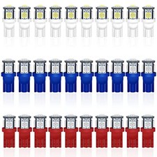 30 Pack 194 Led Bulb Whitebluered Combo T10 Wedge Led Bulb 5smd-5050 168 Le...
