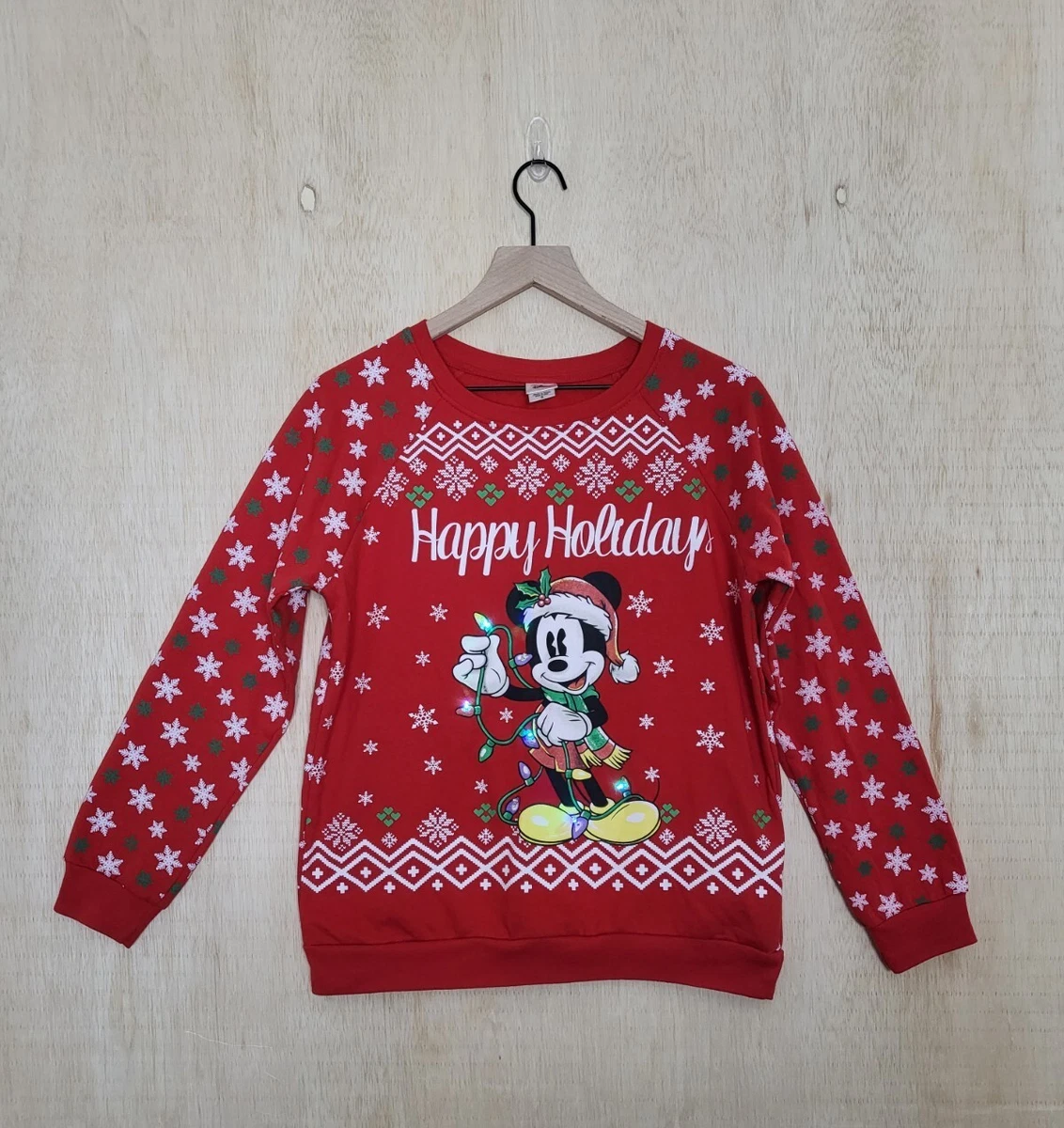 Size:S Disney Mickey Mouse Christmas Sweatshirt Light Up Sweater | eBay