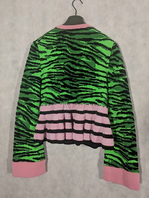 Kenzo x HM Green Pink Tiger Knit Sweater Size XS Vibrant
