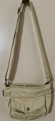 Vintage Fossil St. Moritz Beige Canvas With Multicolored Lining Shoulder Bag