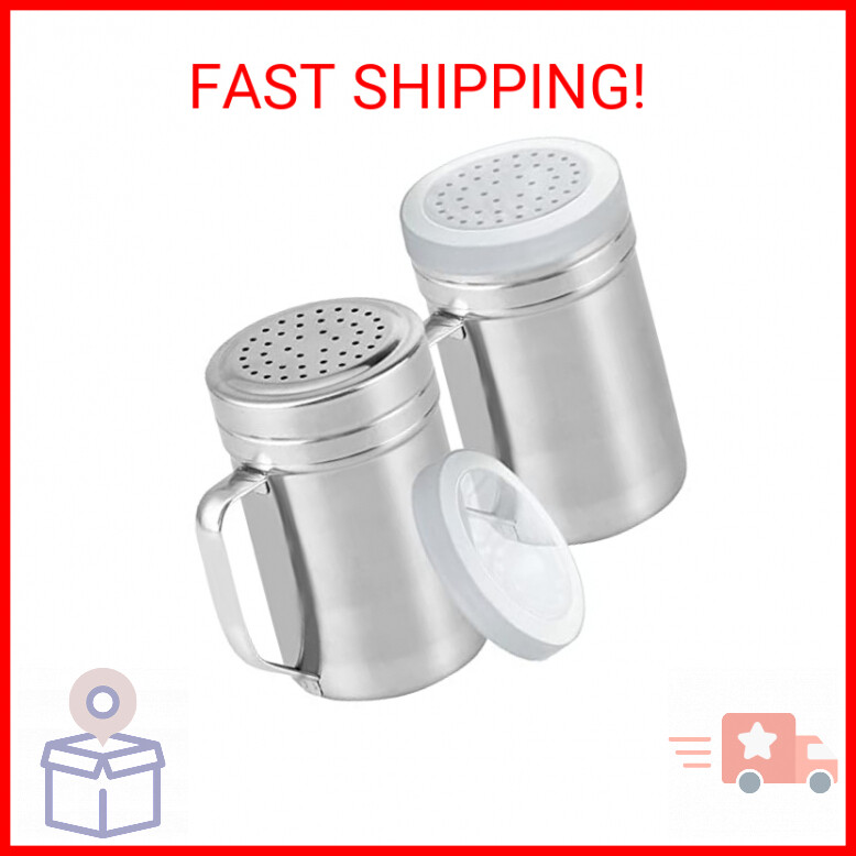CUSINIUM Large Metal Salt Pepper Cooking Dredge Shakers - With Handle - Seasonin