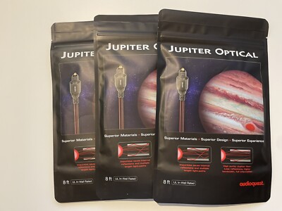 -3 Pack- Audioquest Jupiter Optical 8ft UL in wall rated Fiber Optic Cable NEW