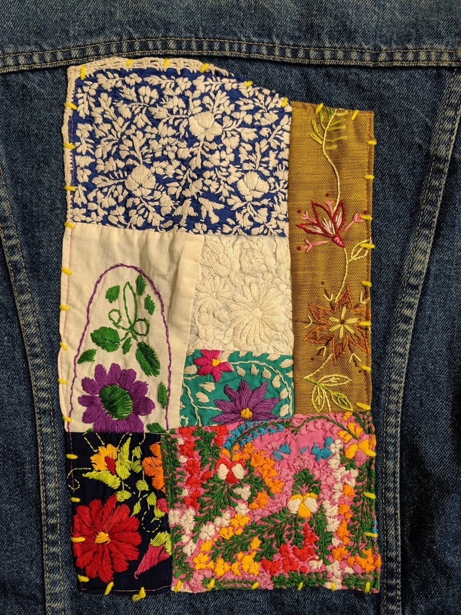 70s Lee DENIM PATCHWORK JKT Lee Vintage 60s 70s Rider Denim Jean