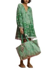 ALEMAIS L21213 Green Printed Lula Mini Cover-Up Blouson Dress Size US 8