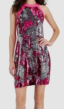 Sam Edelman Women's Pink Sequined Sleeveless Cocktail Sheath Dress Size 4