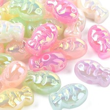 30pcs AB Color Plated Fish Acrylic Beads Sea Ocean Animal Loose Beads for DIY