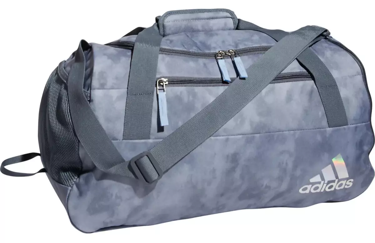 ADIDAS SQUAD 5 MEDIUM Duffel Gym Bag GREY SILVER ZIP VENT SHOE Pocket NWT