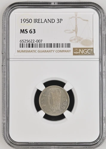 Ireland 1950 3 Pence NGC MS 63