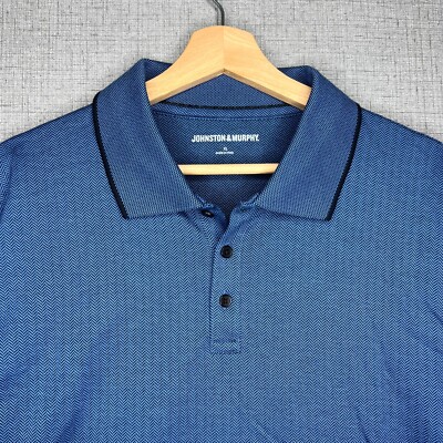 Johnston Murphy Polo Shirt Mens XL Blue Short Sleeve Pima Cotton