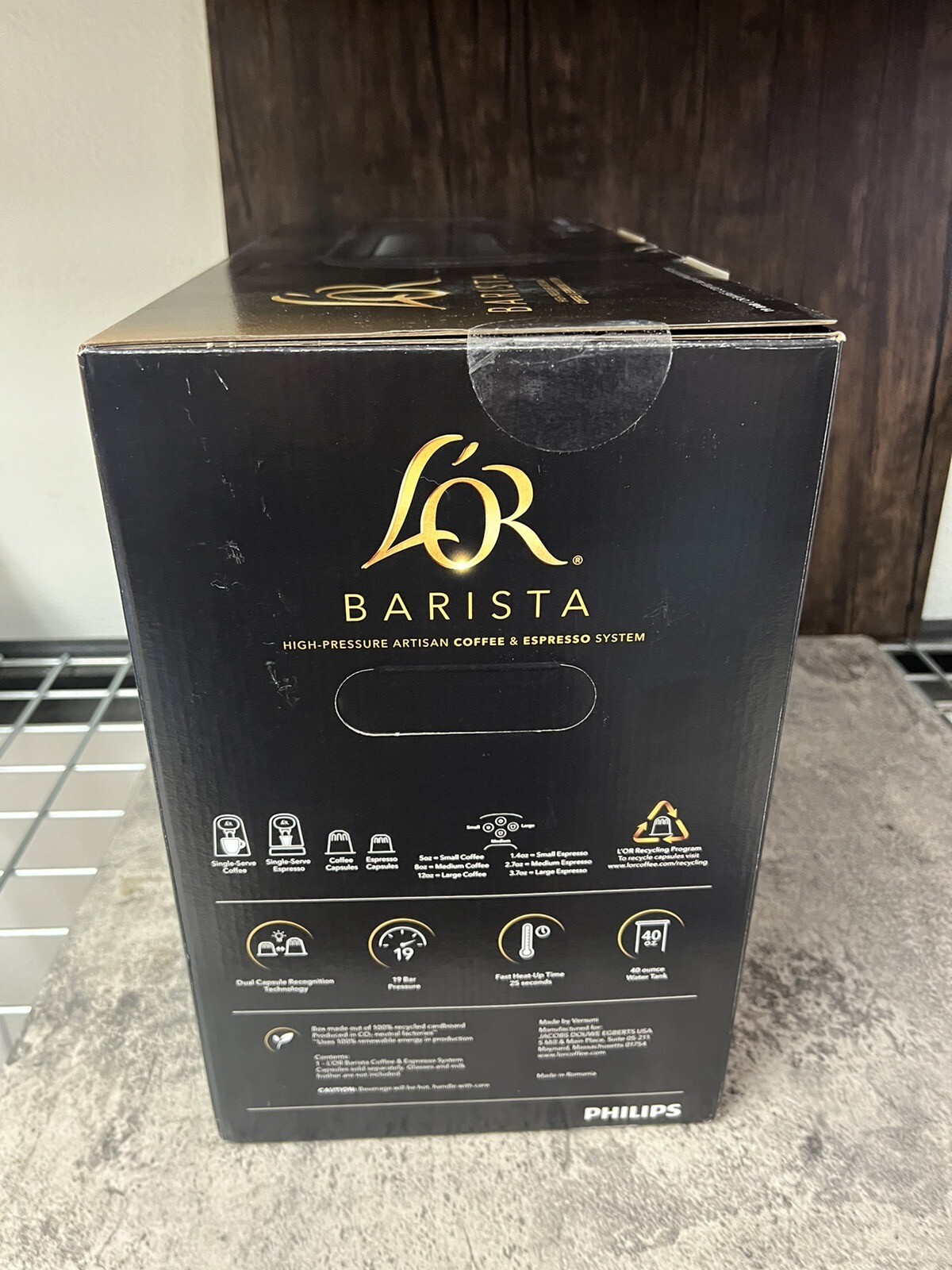 L'OR Barista System Coffee and Espresso Machine Combo by Philips, Black