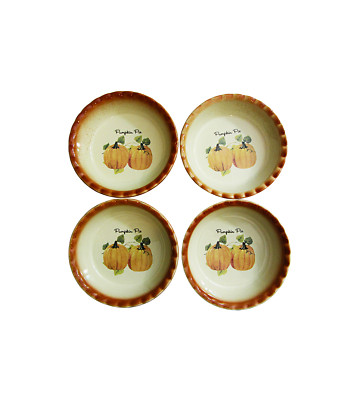 4 Nantucket Collectible Stoneware Pumpkin Apple Pie Ice Cream Bowls