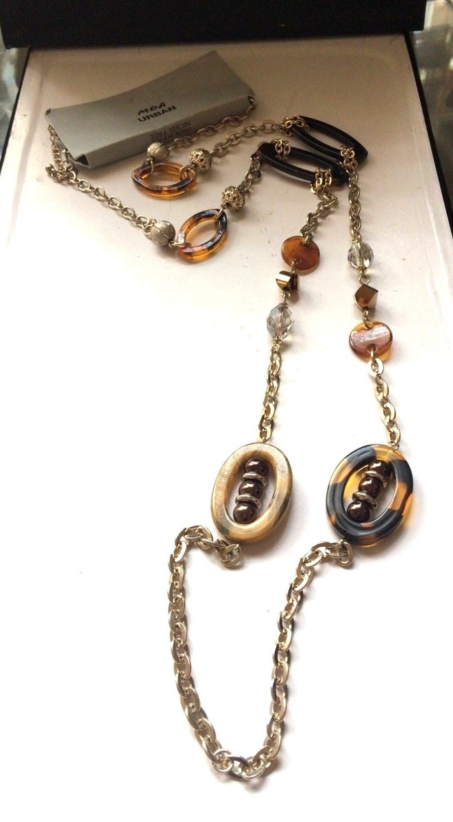 3326 DESIGNER INSPIRED GOLD TONE METAL GEMSTONE NECKLACE 38