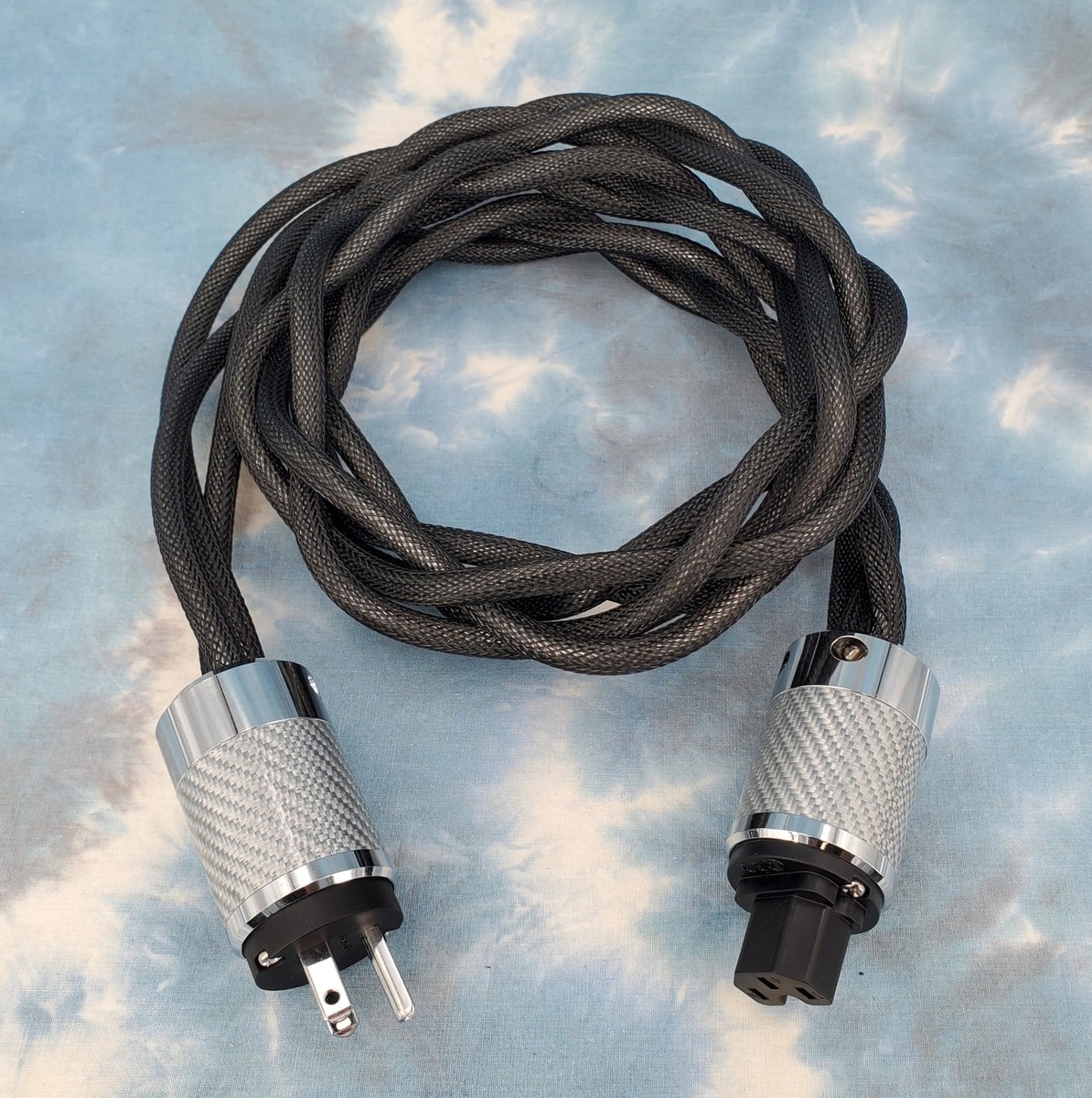 Maze Audio Braided Ref3 Carbon Silver AC Power Cable, 1.5m, silver