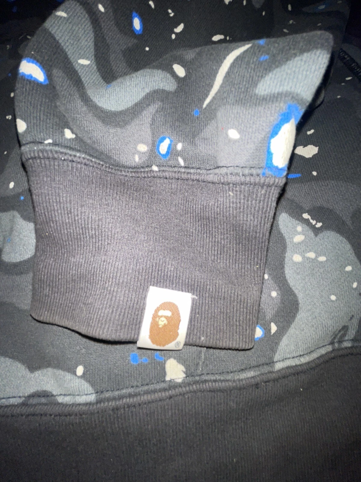 A BATHING APE (BAPE) Felpa con cappuccio mimetica Bape Space squalo cerniera intera taglia grande RARA