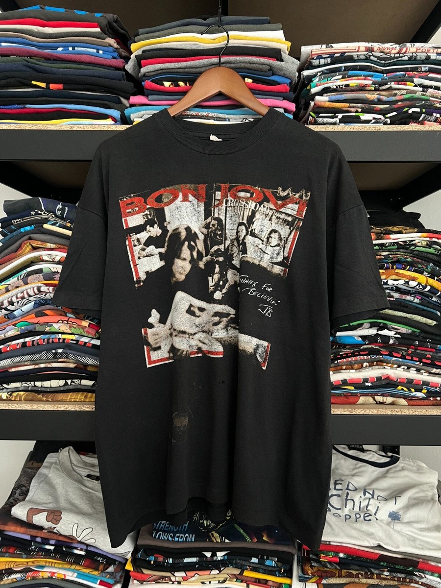 Vintage 90s Bon Jovi Crossroad Across Europe Tour Black T Vintage 90s Bon Jovi Crossroad Across Europe Tour Black T