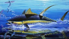 Ceramic Backsplash Tile Mural Fishing Saltwater Fish - Yellow Reflections