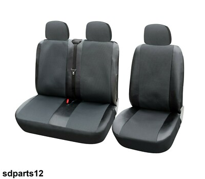 2+1 Housses De Sièges Tissu Noir-Noir Universelles Pour Bus Van - Protection Sièges Avant