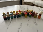 Huge Mixed Lot of 28 Vintage Fisher Price Little People Figures Wood And Plastic