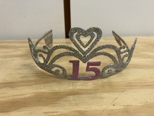 QUINCEANERA 15 FIFTEEN BIRTHDAY RHIESTONE TIARA CROWN WITH HAIR COMBS