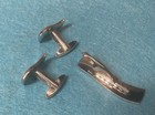 VTG MCM Silver W/Black  Enamel Cufflinks and Matching Tie Clip — photo 3