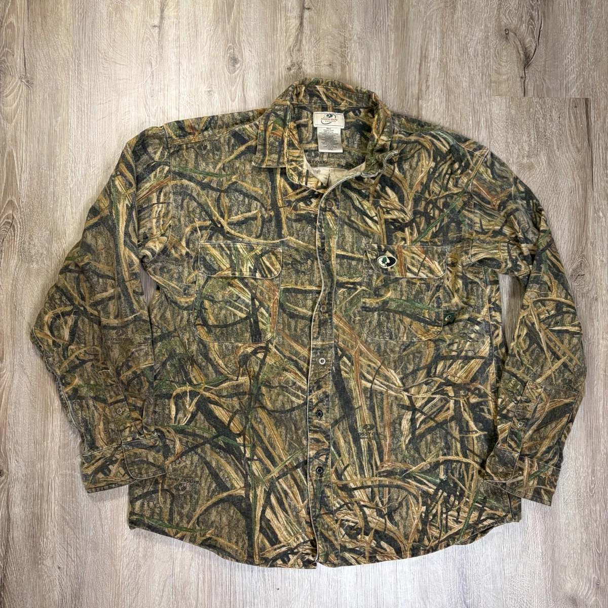 Vintage Mossy Oak Treestand Camo Button Up Shirt Size XL