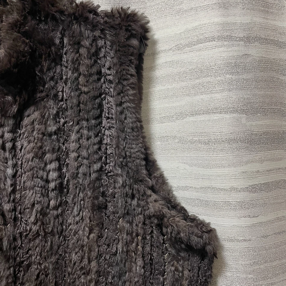 复古 SPI 25 针织 100% 兔毛背心 XL 码 - XXL 安哥拉深棕色拉链 Y2K — 第 4/4 张图片