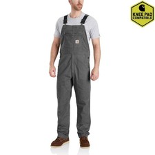 Carhartt Men's Rugged Flex Rigby Bib Overalls, Durable Stretch Canvas, Gravel,