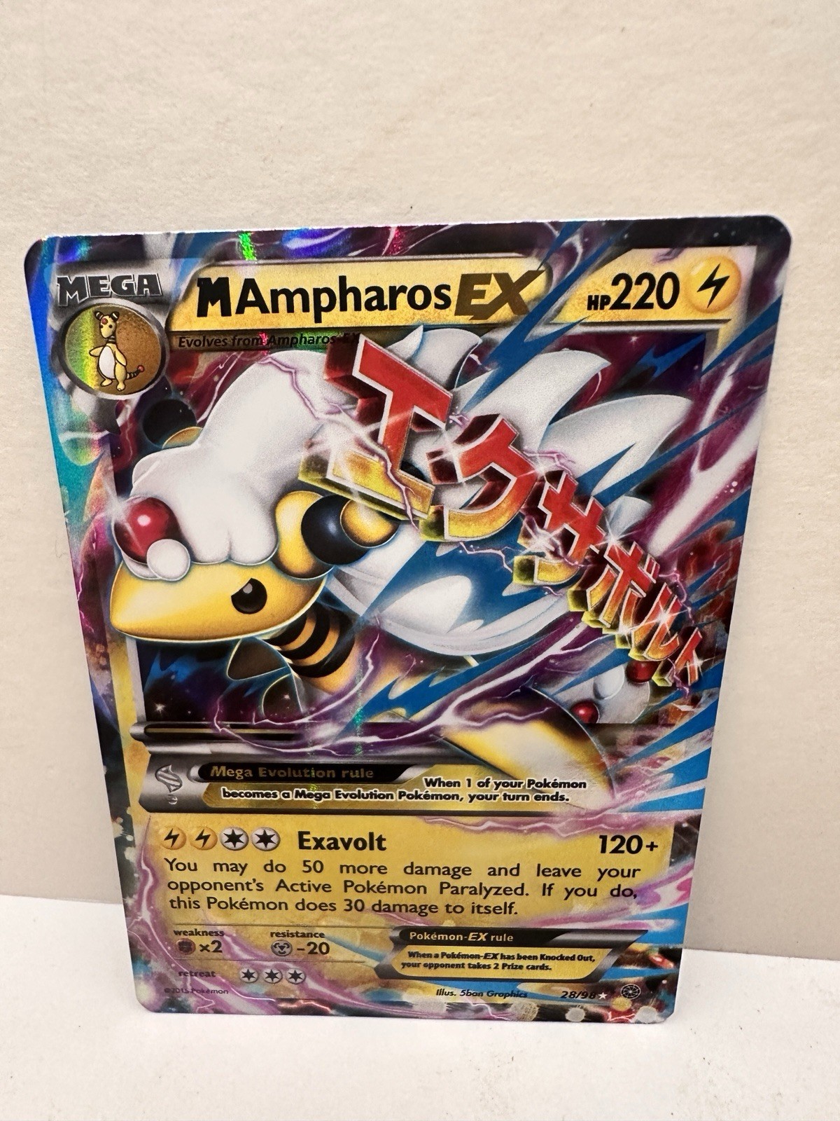 POKEMON TCG M AMPHAROS EX 28/98 XY ANCIENT ORIGINS HOLO