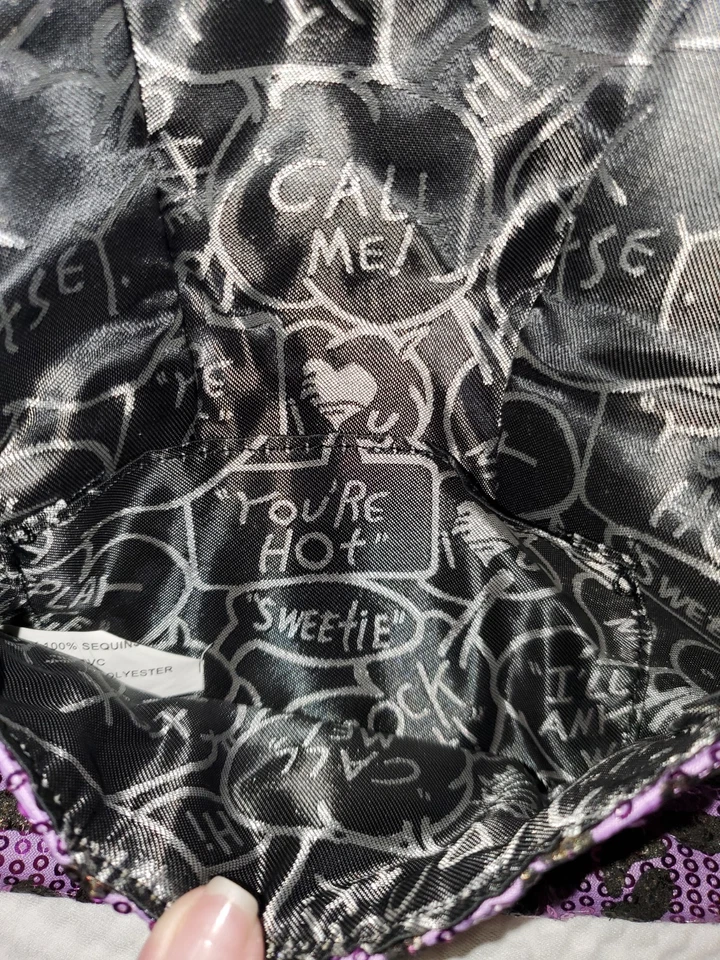 Mini Bolso BETSEY JOHNSON Púrpura Leopardo Lentejuelas Arco Grande Foto 4 de 4