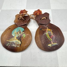 Vintage Wooden Castanets With Bullfighter  Flamenco Dancers Del Toro Dec4