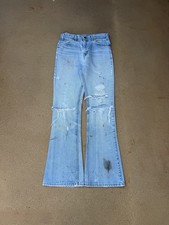 Vintage 70 s Levi s 646 Orange Tab Bellbottom Flare Distressed Jeans Size 30x33