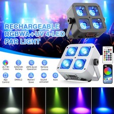 RGBWA UV 4 LED PAR Stage Lights Rechargeable Battery DJ Light Wireless APP DMX