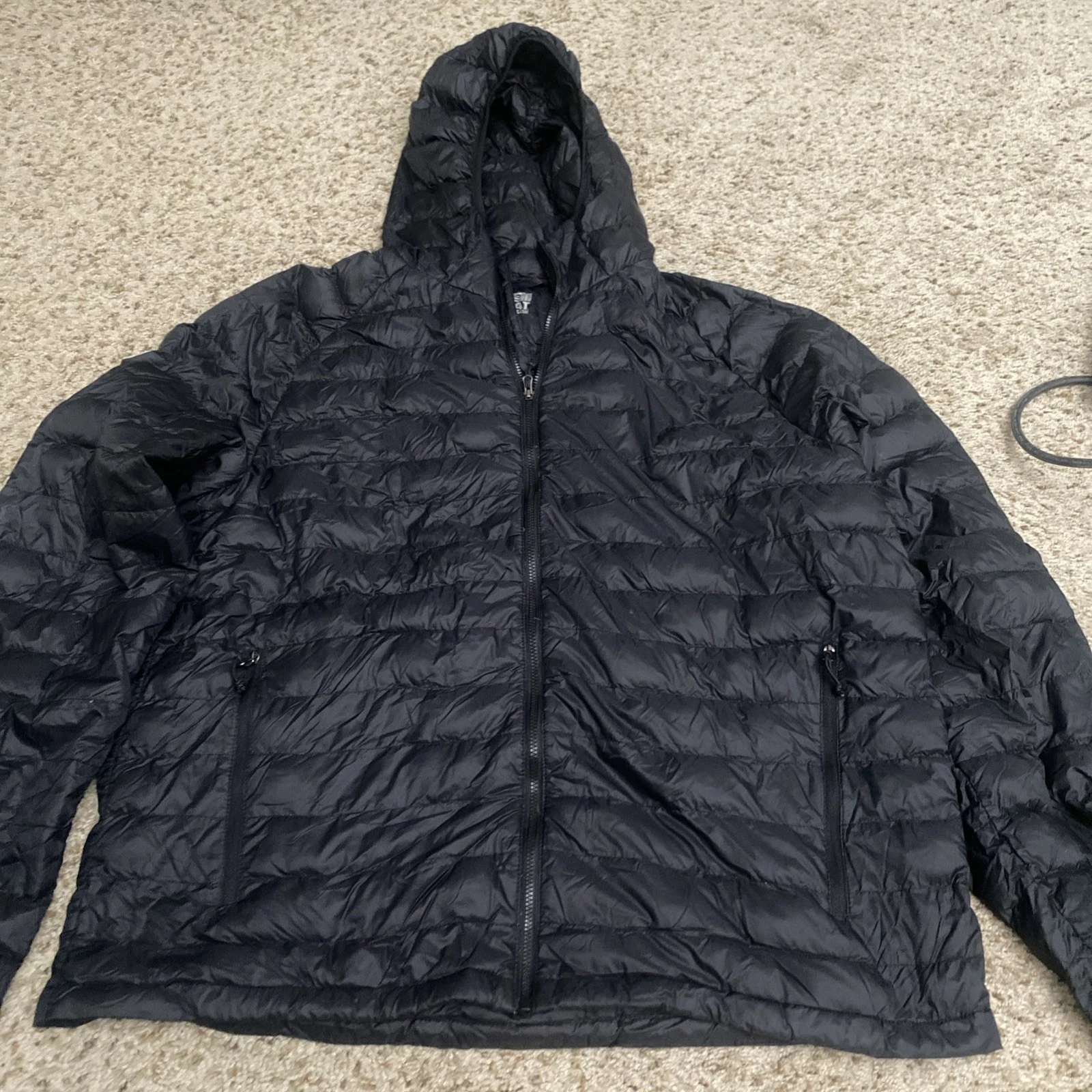 32 Degrees Heat Hooded Lightweight Puffer Jacket Black Men's XL