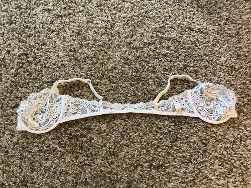 Vintage Victoria Secret Bra 36C Gold Label White Lace Unlined Unpadded Underwire - Picture 7 of 11