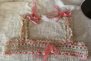 Victorian Hand Tatted Lace w/ Pink Ribbons Corset Cover / Nightgown / Camisole