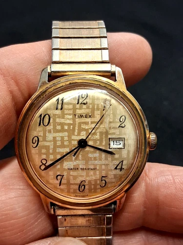 VINTAGE TIMEX MARLIN 2656102575 TEXTURE DATE DIAL SELF WINDING MENS WRISTWATCH