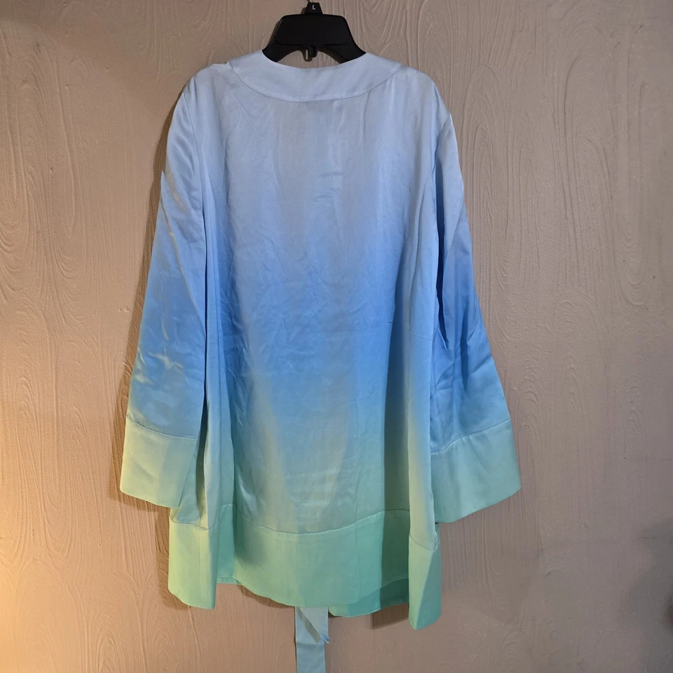 NUEVO CON ETIQUETAS Badgley Mischka Mujer Morera Seda Aqua Ombre Bata Tirar Corbata Foto 3 de 4