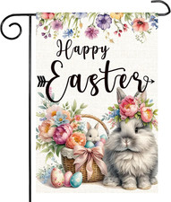 Happy Easter Garden Flag Easter Egg Bunny Garden Flag Easter Garden Flags 12X18