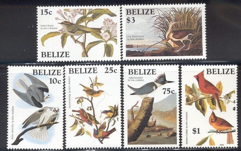 Belize - 1985 MNH John Audubon set of 6 stamps 750-55 cv 10.15