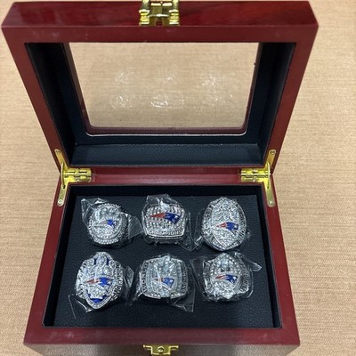New England Patriots NFL Championship 6-Ring Set with Display Box