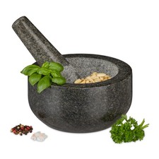 M&ouml;rser mit st&ouml;&szlig;el K&uuml;chenm&ouml;rser Gew&uuml;rzm&ouml;rser robust grau Granit M&ouml;rser mit St&ouml;&szlig;el