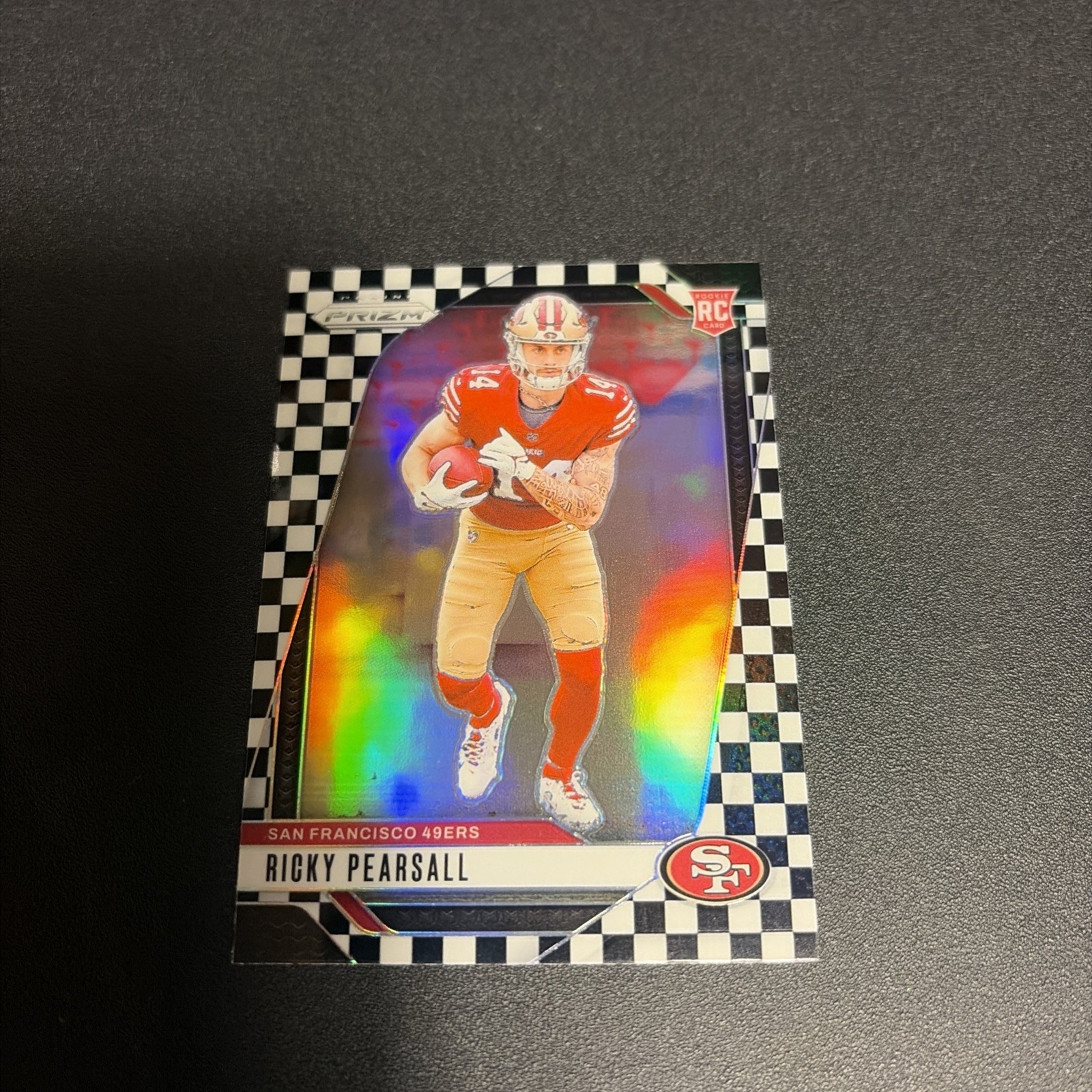 RICKY PEARSALL 2024 PANINI PRIZM BLACK AND WHITE CHECKERBOARD SSP RC 49ERS #383