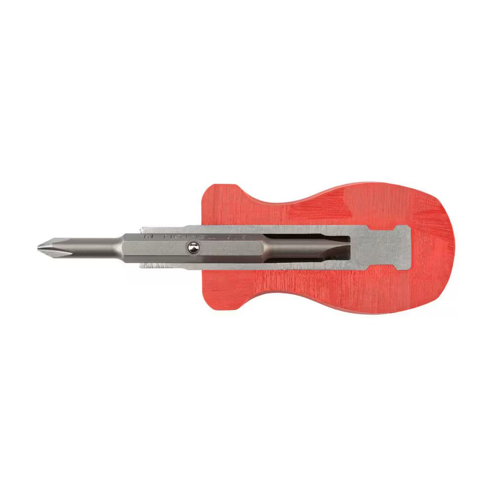 3-In-1 Stubby Phillips/Slotted Screwdriver (#1 X 3/16 In., Red)