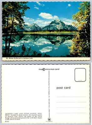 Vintage Mt. Moran Reflection Jackson Lake Teton Range WY Postcard B588